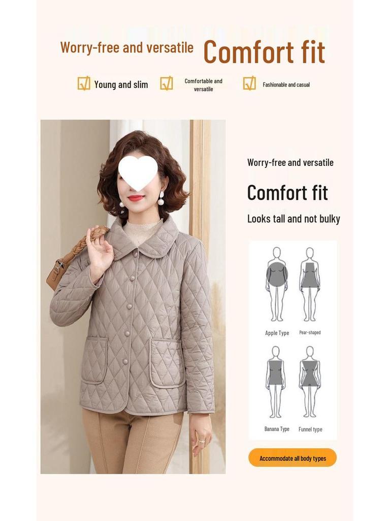 Autumn/Winter 2025 Lightweight Inner Wear Cotton Jacket for Middle-aged & Elderly Women