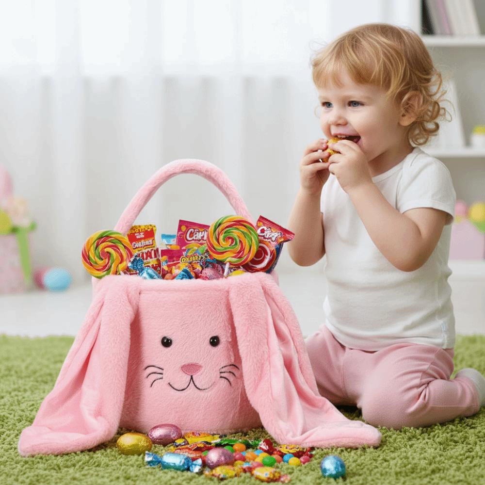 Large Capacity Bunny Storage Basket Material Rabbit Shape Easter Rabbit Storage Portable Design Candy Basket Easter Celebration