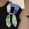 Silk Scarf Long Strip High Sense Spring and Summer Versatile Oil Painting Headscarf Headband Tied Bag Streamer Decorative Scarf Multi-purpose Belt