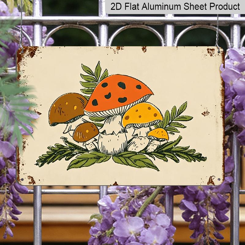 2D Flat - 1pc Merry Mushrooms Aluminum Sign - Vintage Retro Wall Art, 7.87*11.8 Inch Durable Metal Decor for Kitchen, Office, Outdoor Mothers Day