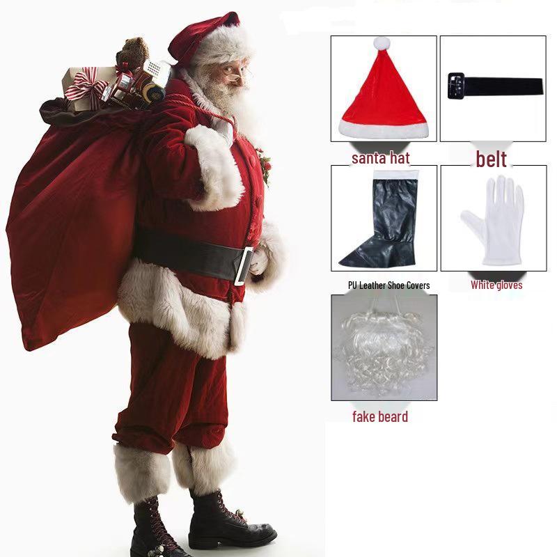 2025 Adult Santa Claus Christmas Cosplay Costume Set L