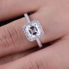 7x7mm Asscher Cut Full Moissanite Ring for Women   CopperSquare Halo Diamond Engagement Ring Wedding Bands Jewelry