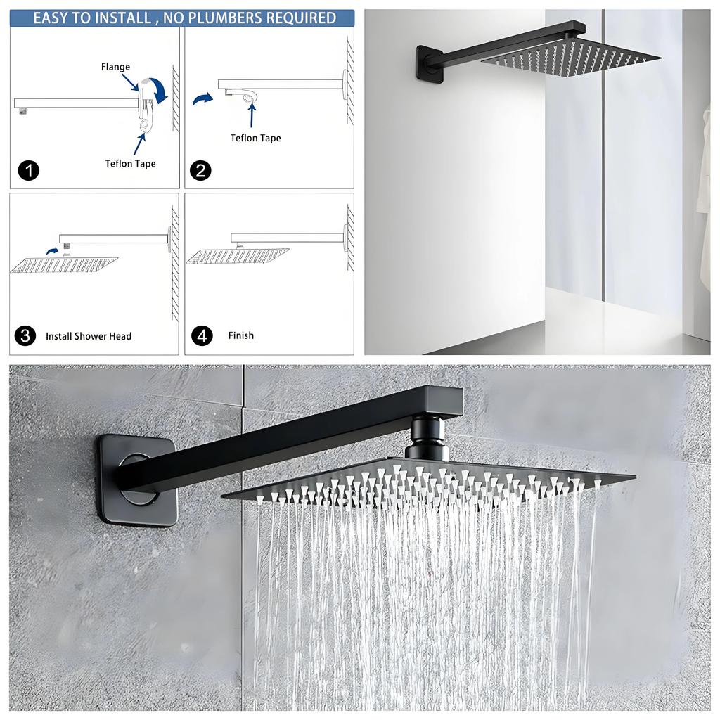 30/40CM Thicken Stainless Steel Shower Extension Arm Straight Wall-Mounted Shower Heads Arm for Bathroom Rainfall Shower Heads