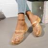 Summer Outside Wear Crystal Slippers Women 2025 New Transparent Head Hollow Leisure Sandals Slippers Slippers Fast Dry Hole