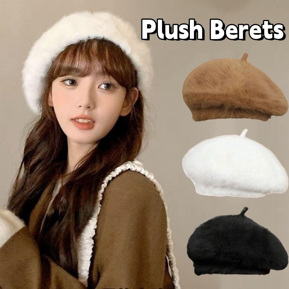 Cloud Painter Caps Plush Artist Hat Elegant Women Berets  Winter