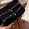 Gold Cross Chain Bracelet For Women Girls Exquisite Crystal Double Layer Adjustable Charm Bracelet Jewelry Gifts