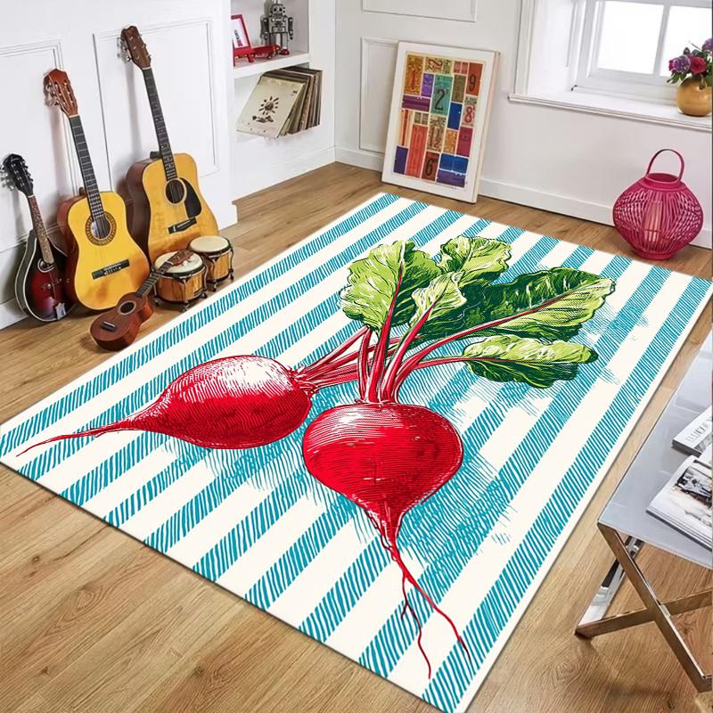 

Area Rug Floor Carpet Mat Dragon Fruit Peach Beet Print Non-Slip Washable in Blue Red Green for Fruit Themed Home Decor 40X60cm