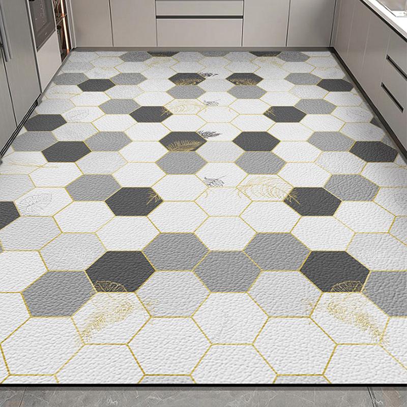 Kitchen Carpet Anti-slip Oil-proof Pvc Leather Floor Mat Wash-free Wipeable Waterproof Rug Dirt-resistant Large Area Foot Mats