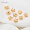 High Quality Flower Bead Caps 18K Gold Plated Inlaid Zircon Beads Cap Components For DIY Jewelry Making Findings Accessories
