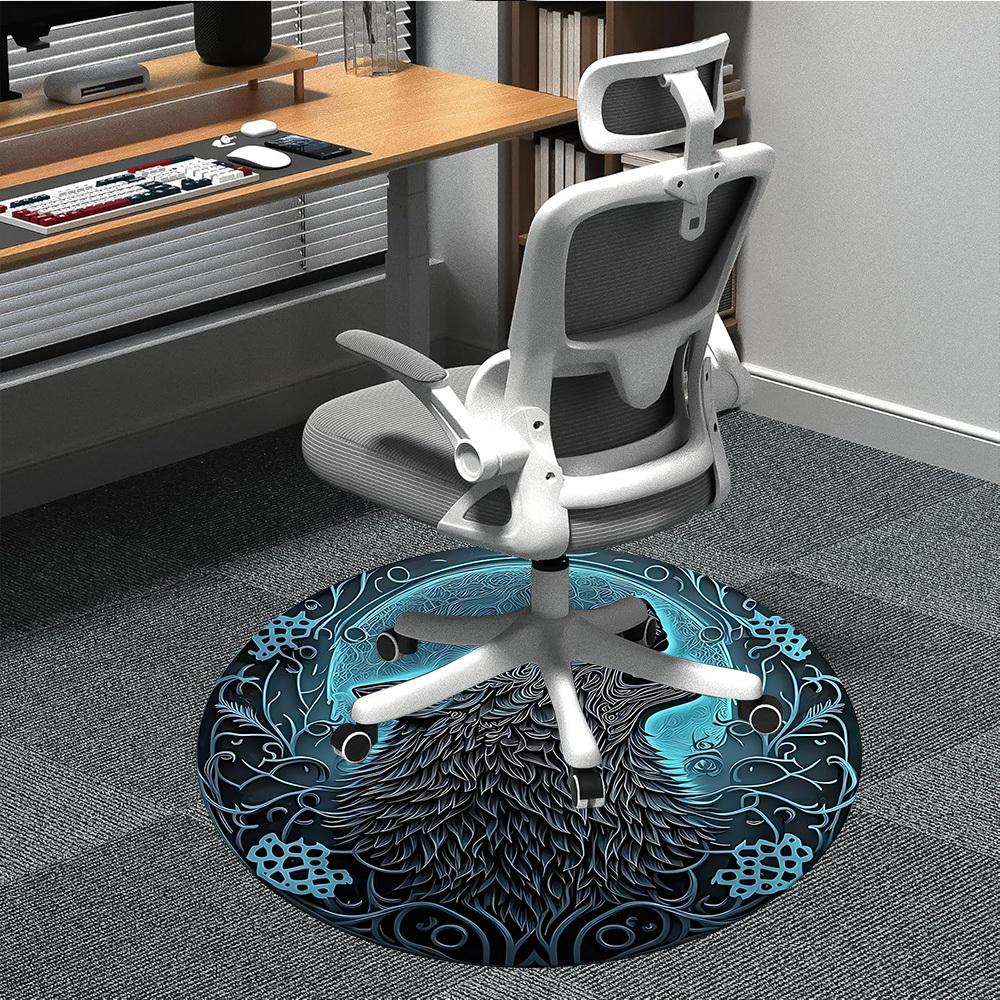 1 alfombra redonda para oficina Luna de Lobo, debajo de sillas de oficina, dormitorio, sala de estar, decoración del hogar, decoración de habitación