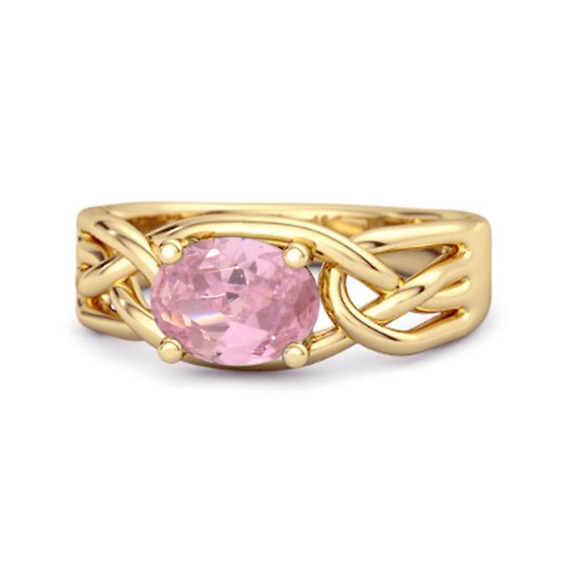 

Pink Topaz Celtic Woven Band Ring - Sterling Silver Gold Vermeil 11 золотий/жовтий