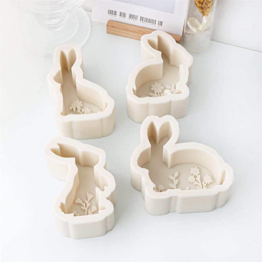 Silicone Rabbit Candle & Soap Mold with Floral Design