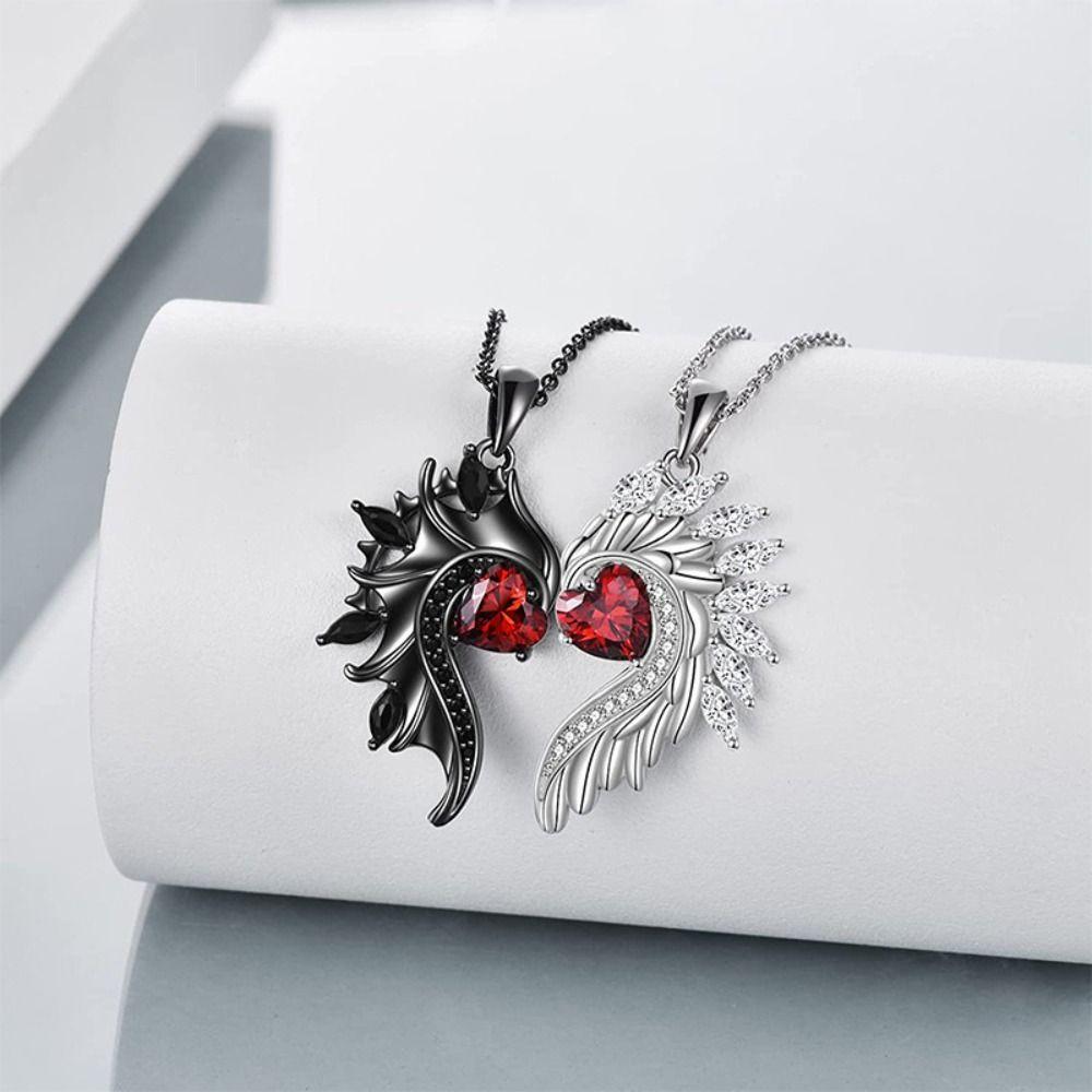 Rhinestone Decor Wing Shape Necklaces Love Symbolization Matching Neckchain  Valentine's Day Gifts