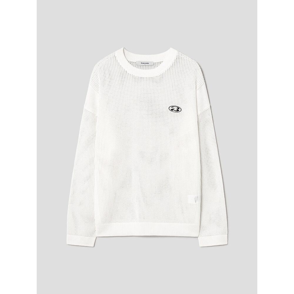8seconds Mesh Wappen Point Long Sleeve Knit Ivory (264751Ey20)