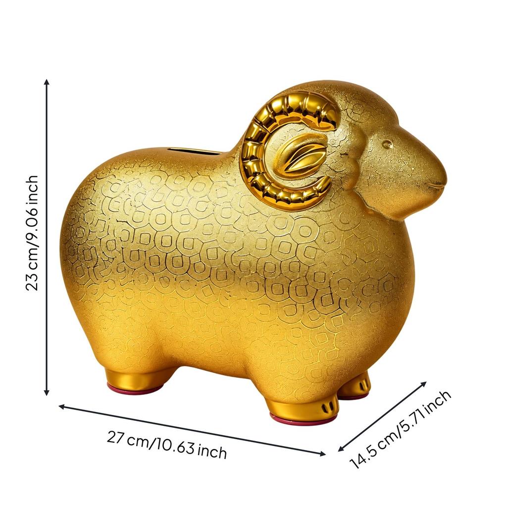 Sheep Change Bank with Embossed Pattern Textured Finish Ornament Compact for Entryway, Living