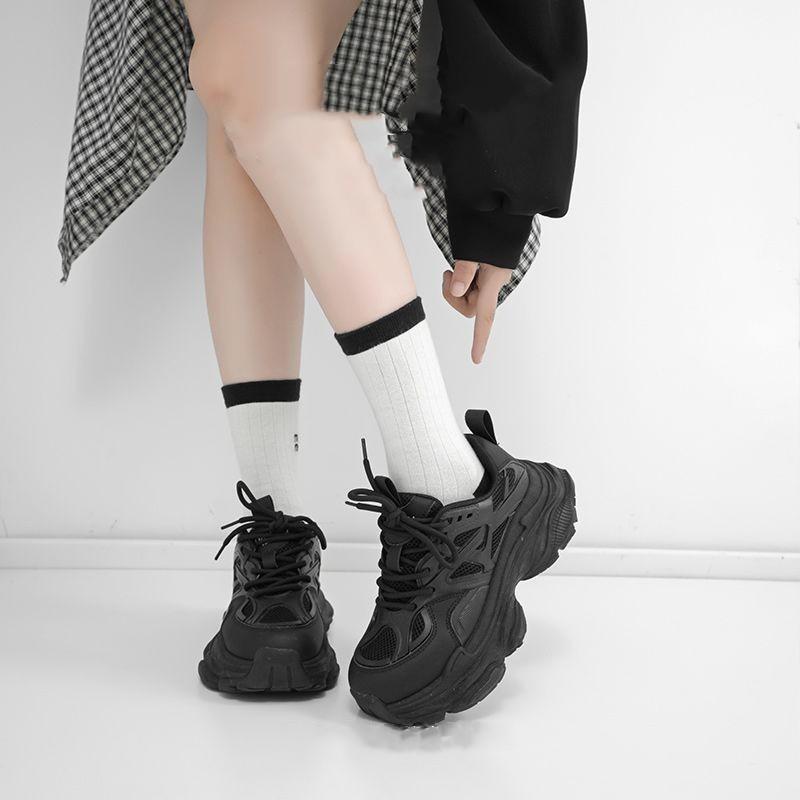 Black dad shoes new autumn thick-soled heightening casual sports shoes
