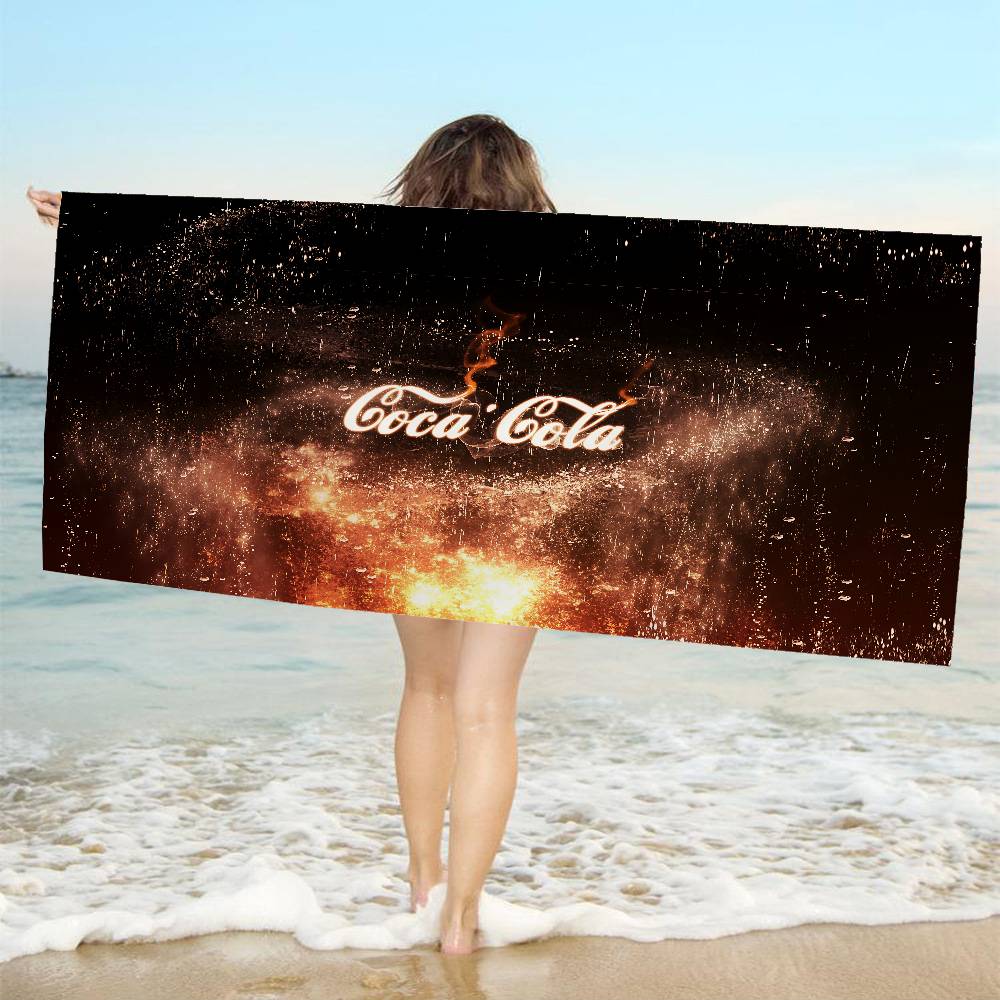 C-Cocas C-cola Vintage Logo Beach Towel Colorful Bath Towels for Girl Microfiber Quick Custom Sand Free Beach Yoga Spa Gym Pool