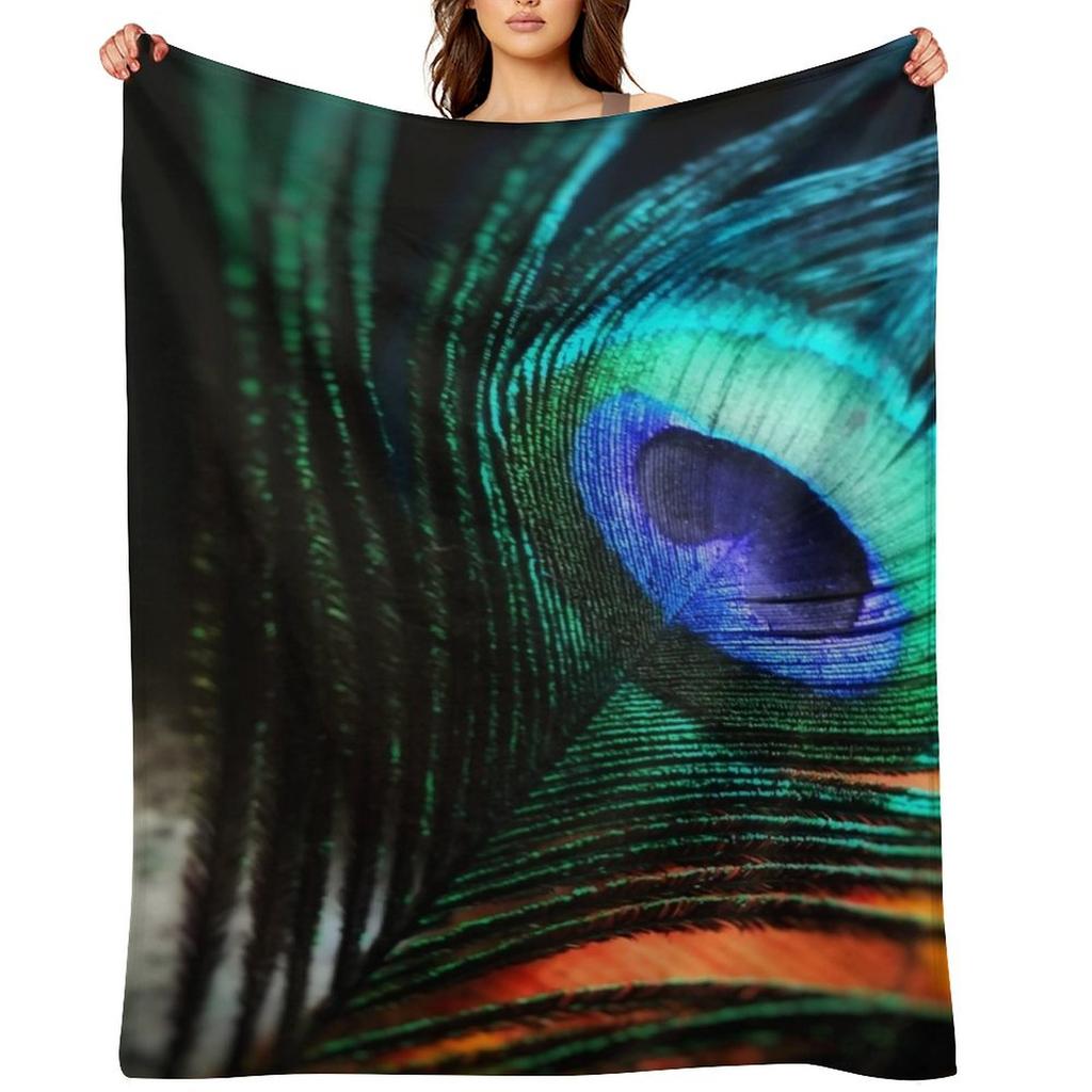 Peacock Feathers Throw Blanket Custom Moving Soft Beds Sofa Bed Blankets