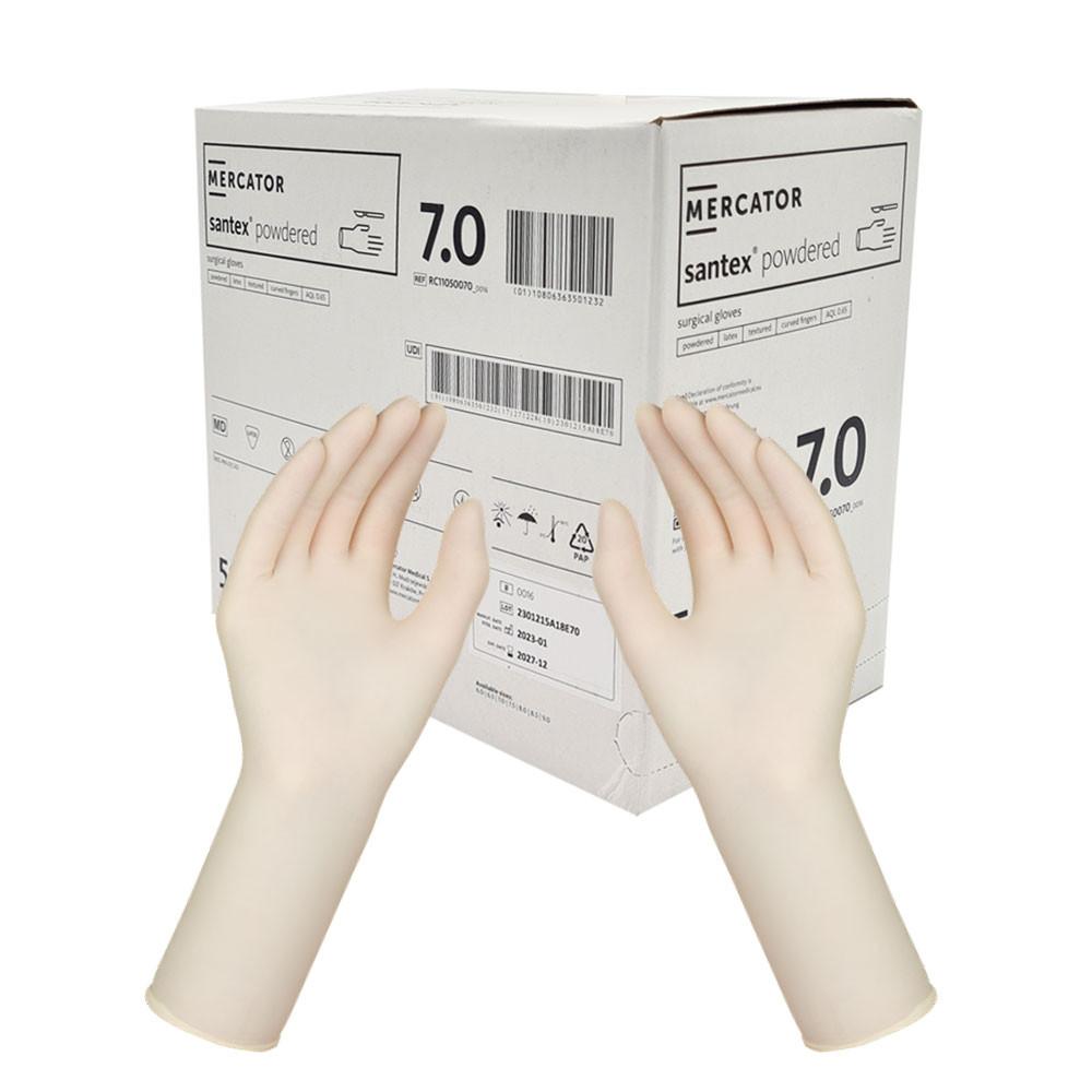 Mercator Santex Powdered Sterile Latex Surgical Gloves 7.0 50 Pairs