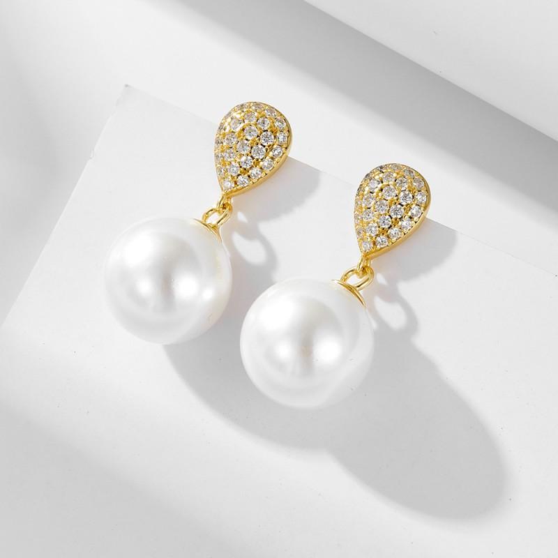 Elegant Water Drop Pearl Earrings With Micro Zircon Inlay Sterling Studs Women Fashionable Lightweight Luxury 925 Sterling Silver