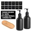 500ml Matte Black Lotion Bottle Plastic Refillable Bottle with Labels Wall-mounted Lotion Bottle Holder Shampoo Conditioner