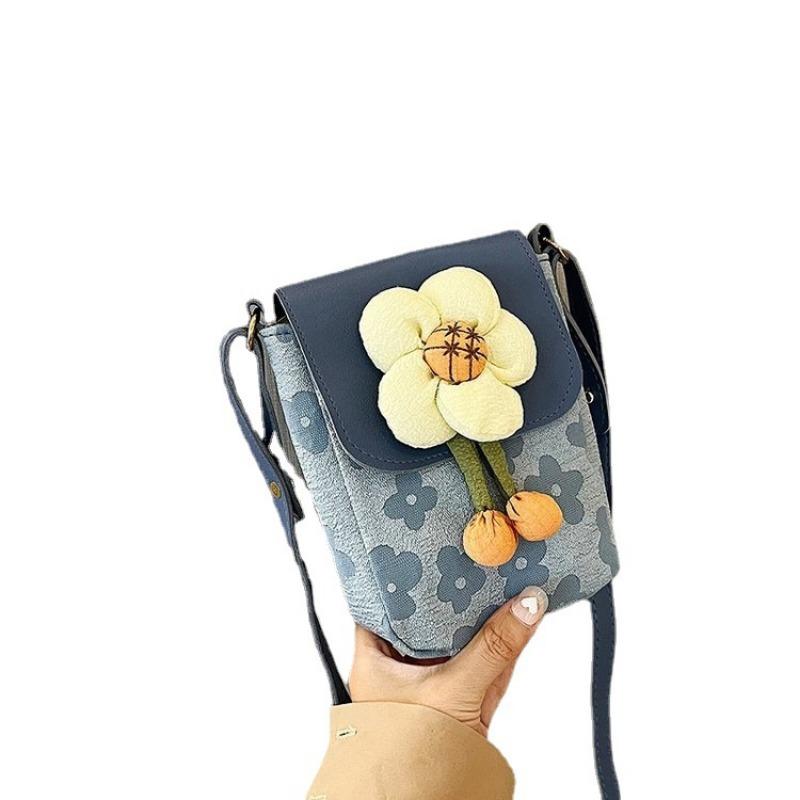 Girl Flower Small Bag Women's Summer New Trendy Casual Messenger Bag Fashion Shoulder Bag Small Square Bag