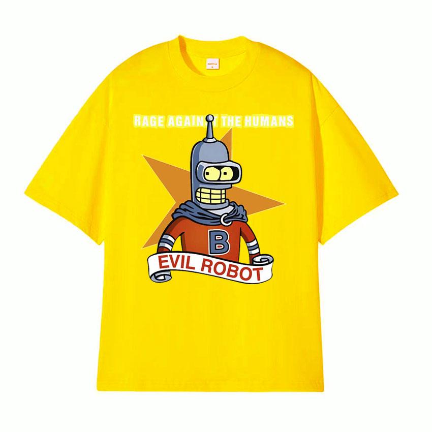 Against The Humans Robot Meme Tshirt Funny Bender Kill All Humans Cartoon T Shirt Men Women Casual High Quality Cotton Tshirt