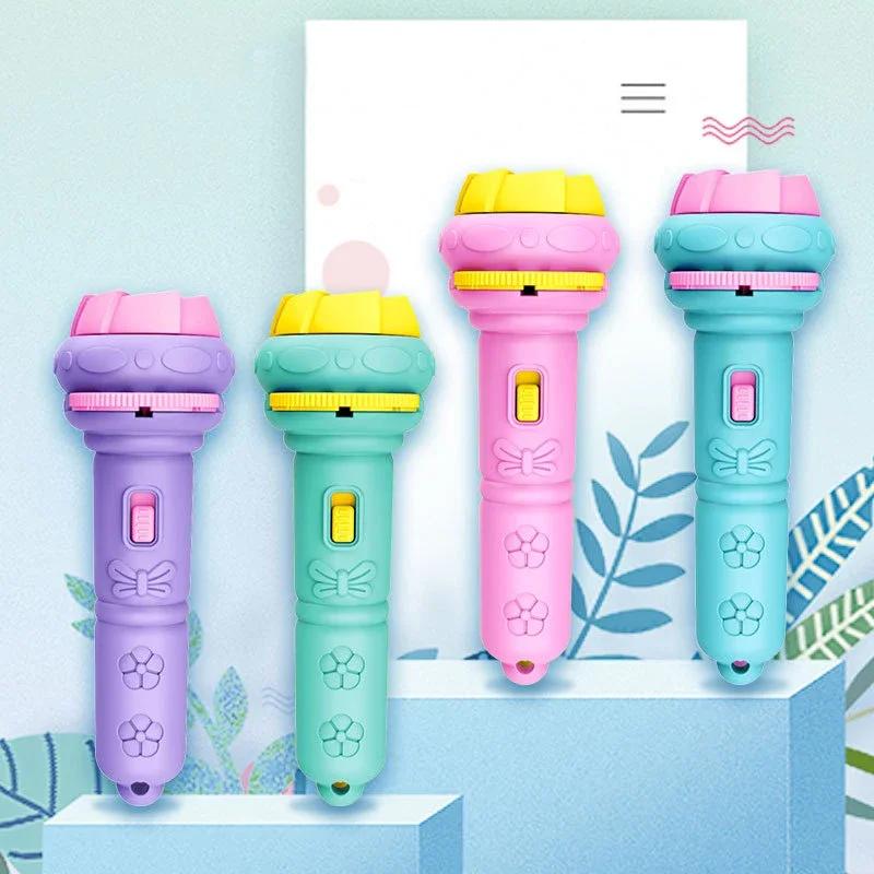 4 Cards Cartoon Projection Flashlight 32 Patterns Creative Children Flashlight Toy Projector Baby Toys Bedtime Story Book Toy