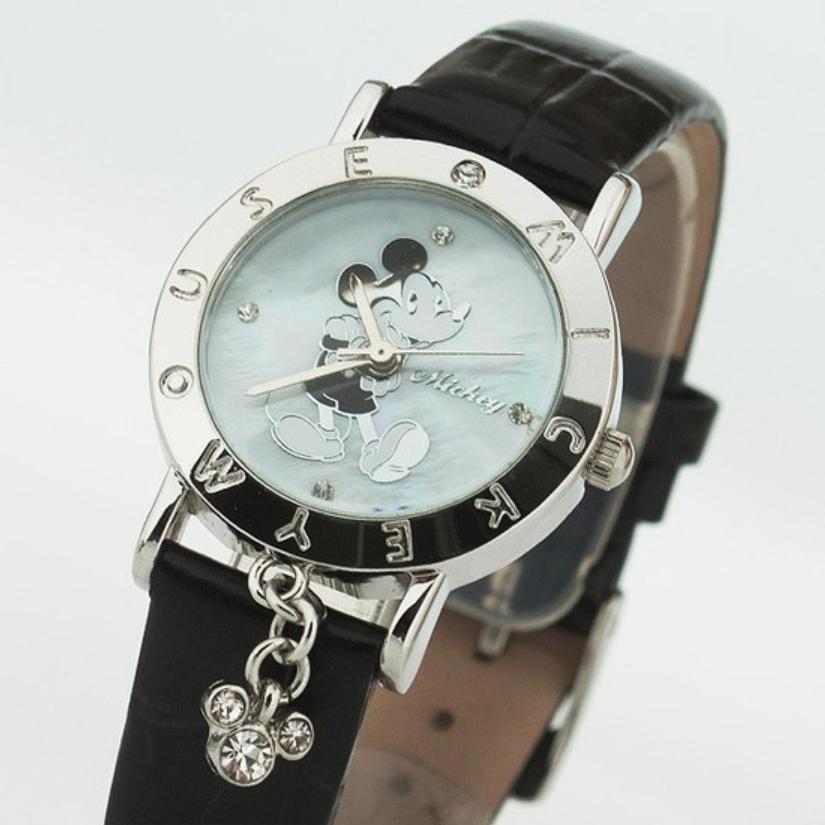 Disney Kadın Mickey Mouse Karakterli Charm Deri Kordonlu Saat (3 Renkler)