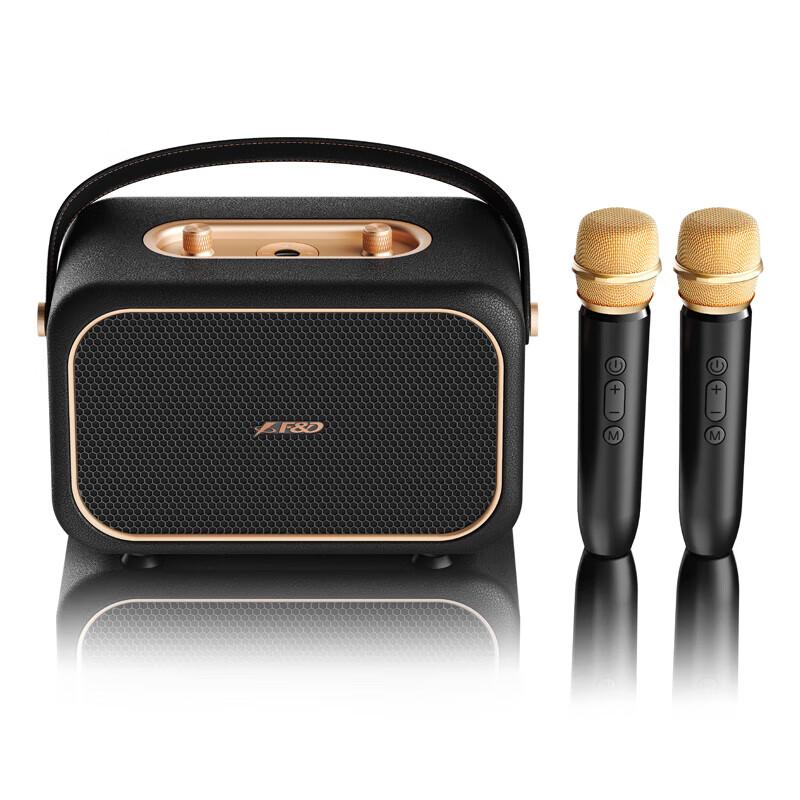 

F&D RW40 Retro Portable Bluetooth Karaoke Speaker with Dual Wireless Microphones CN plug (adapter included)