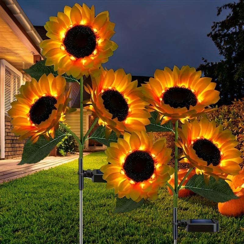 1PACK Solar LED Sunflower Garden Lights, Realistic Night Glow Energy Saving Outdoor Lighting for Garden, Lawn, Home, Terrace and Porch Decorations