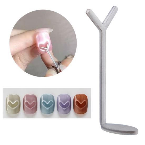 10Pcs Cat Eyes Nail Magnet Gel Nail Polish Love Heat Cat Eyes Y-shaped Wire Guide Home Salon Women Cat Eyes Magnetic Nail Art Manicure Tools
