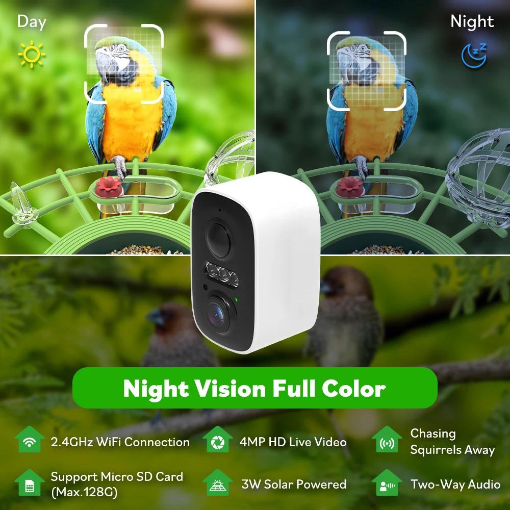 Smart Solar Bird Feeder with AI Recognition and Low Power HD Camera