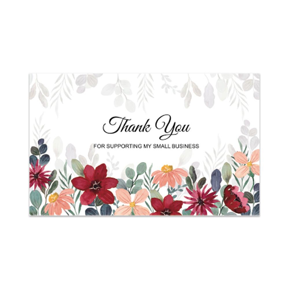 10-30pcs 9cm*5.4cm Pink Flowers Thank You Cards For Gift Card Box Package Decoration Shopkeeper Baking Small Business