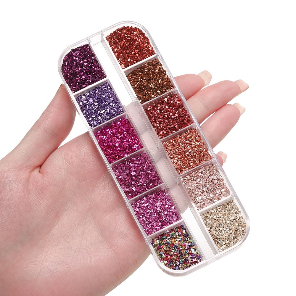 48Grams/Box 12 Colors  Crushed Glass Stones Resin Filling Irregular Broken Stone for DIY Epoxy Resin Mold Crafts Nail Art Decor