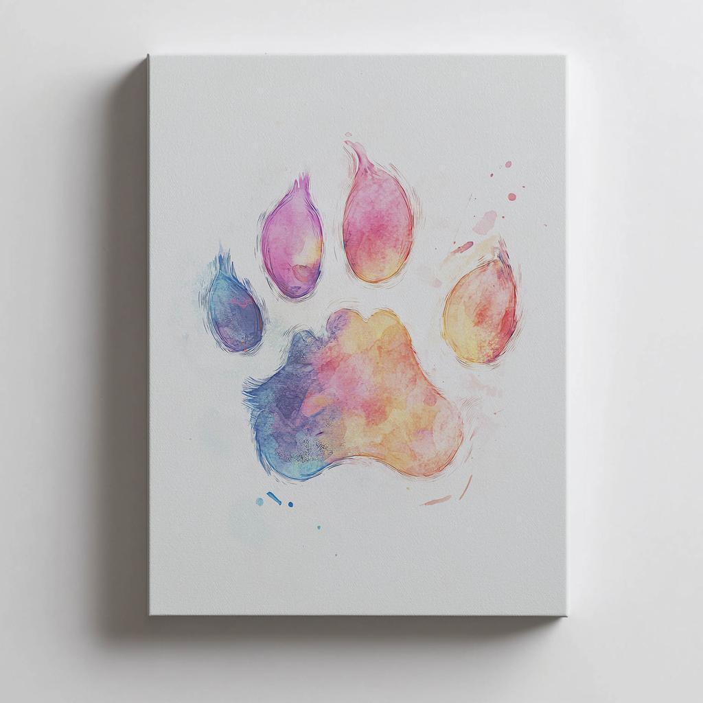 Poster Paw Print In Colors Poster Paw Print In Colors, 30X40 Cm, Unframed, Premium Canvas On Stretcher