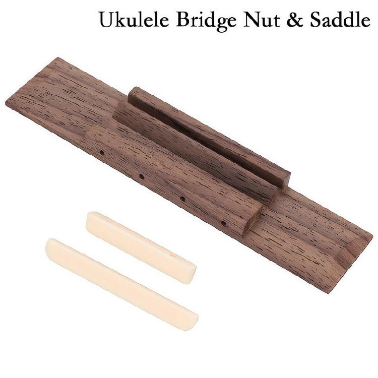 Ukulele Bridge with Saddles and Nut Rosewood Ukele Instruments Bridge Professional Replacement Gift for Beginners