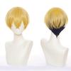 LVMEY Anime Cosplay Character Disguise Cosplay Cosplay Comic Market Cultural School with Wig Net Wig, Gold/Black Short, Heat-Resistant, Wig, Wig,