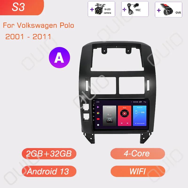 Android 13 Carplay Radio For Volkswagen Polo Mk4 IV 2001-2009 Car Stereo Multimedia Player Android Auto GPS Navigation 2DIN DSP