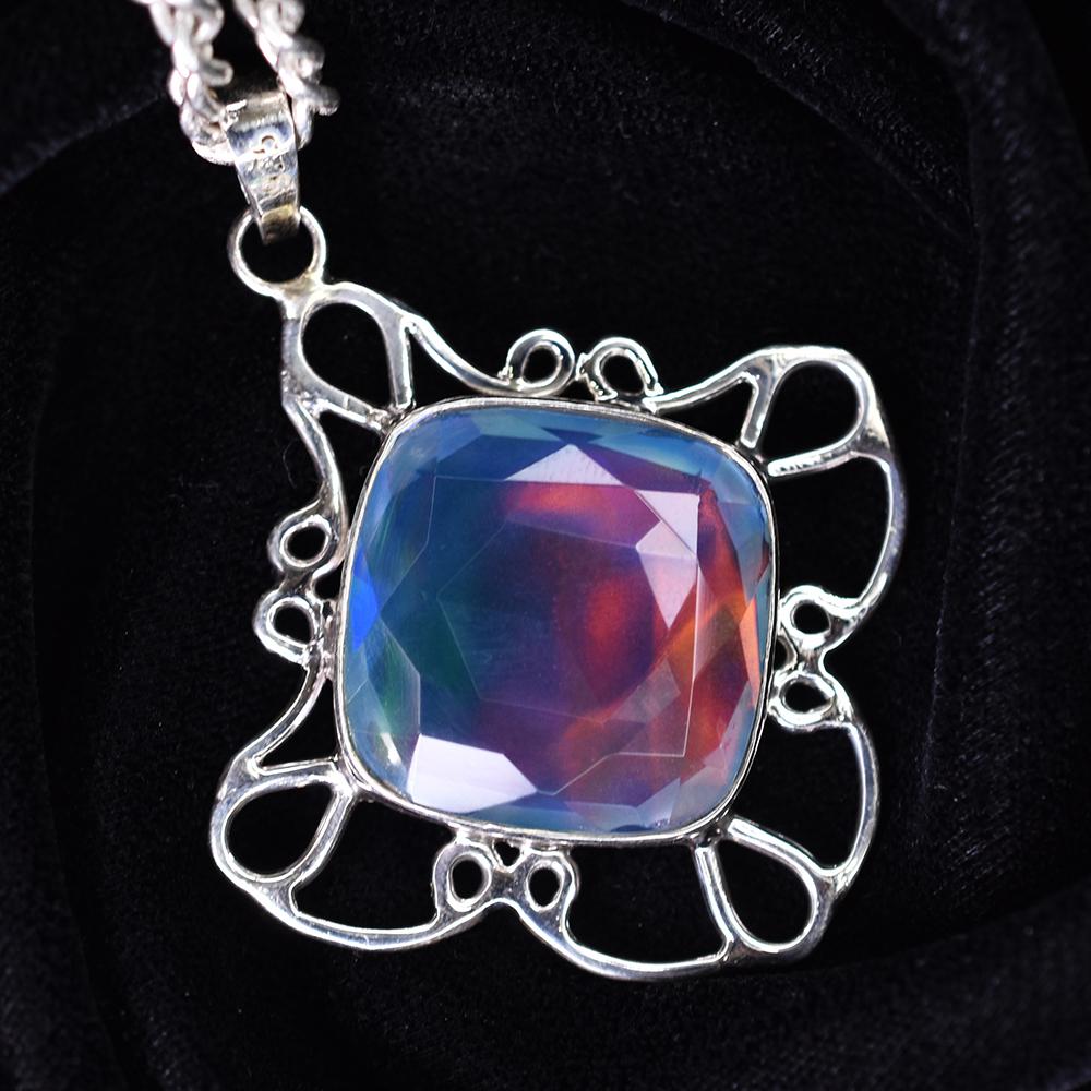 Natural Opal Pendant 46 ct Square Cushion Cut Gems October Birthstone for Gem Collections