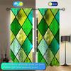 2-Panels Green Diamond Shaped Glass Window Curtains   Distinctive Printed Curtains   Suitable for Gifting To Family and Friends