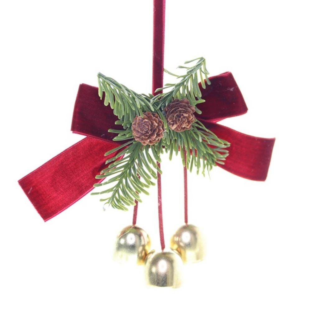 Velvet Bow Christmas Bell Wreath Creative Christmas Bell Pendant  Xmas Party Supplies
