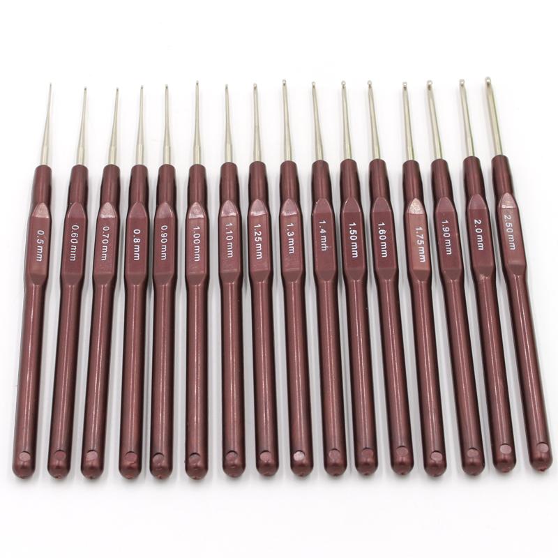 

16pcs Brown Sweater Weaving Needles Kit, Thin Head Crochet Hook Set, Sizes 0.5mm-2.5mm Ideal for Sweater & Blankets & Doll Craft коричневый