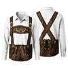 Camicia da uomo per l'Oktoberfest con stampa 3D, vestibilità larga, manica lunga, colletto, casual, stile vintage, traspirante, per lavoro, festival all'aperto, festa