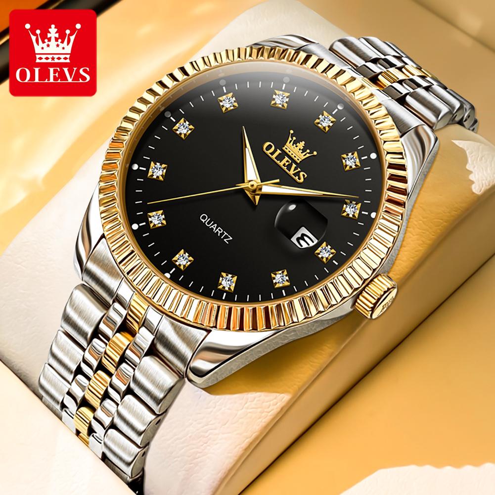 OLEVS Men's Watches Top Luxury Brand Original Quartz Watches for Man Fashion Diamond Scale Business Waterproof Wristwatches 5526