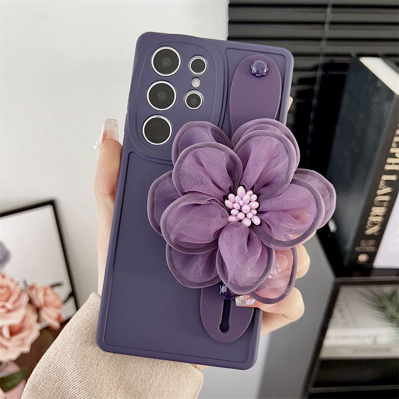 

Роскошный чехол Ice Velvet Flower с ремешком на запястье для Samsung S22FE/S23ULTRA/A54 в темно-фиолетовом цвете. Samsung S24
