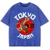 Tokyo Japan Koi Fish Printing Washed T-Shirts Mens Cotton Oversized T Shirt Summer Short Sleeve Tops O-Neck Men Clothes