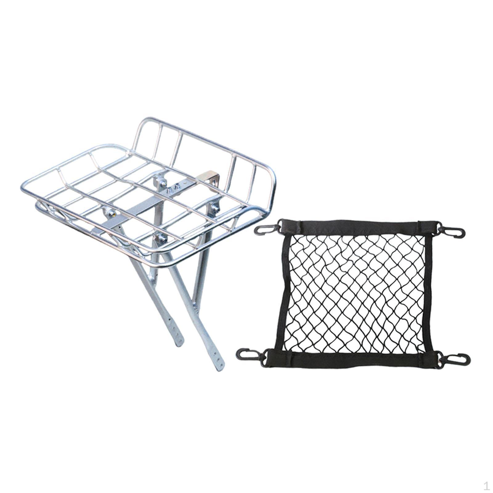 

Front Cargo Rack Basket Easy to Install Durability Women Men Carrier Accessories Sturdy Sundries Silver Short Version