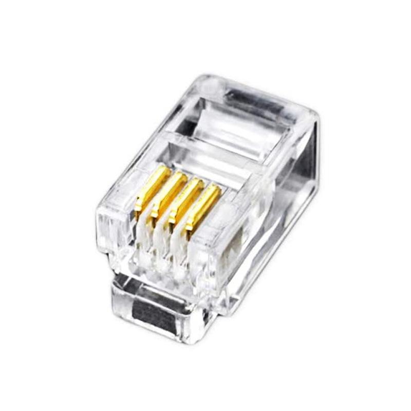 4P4C RJ9 Telephone Handset Connector 4-Core Audio Connector 4-wire Plug Gold-Plated Copper Chip Crystal Heads 50pcs 100pcs
