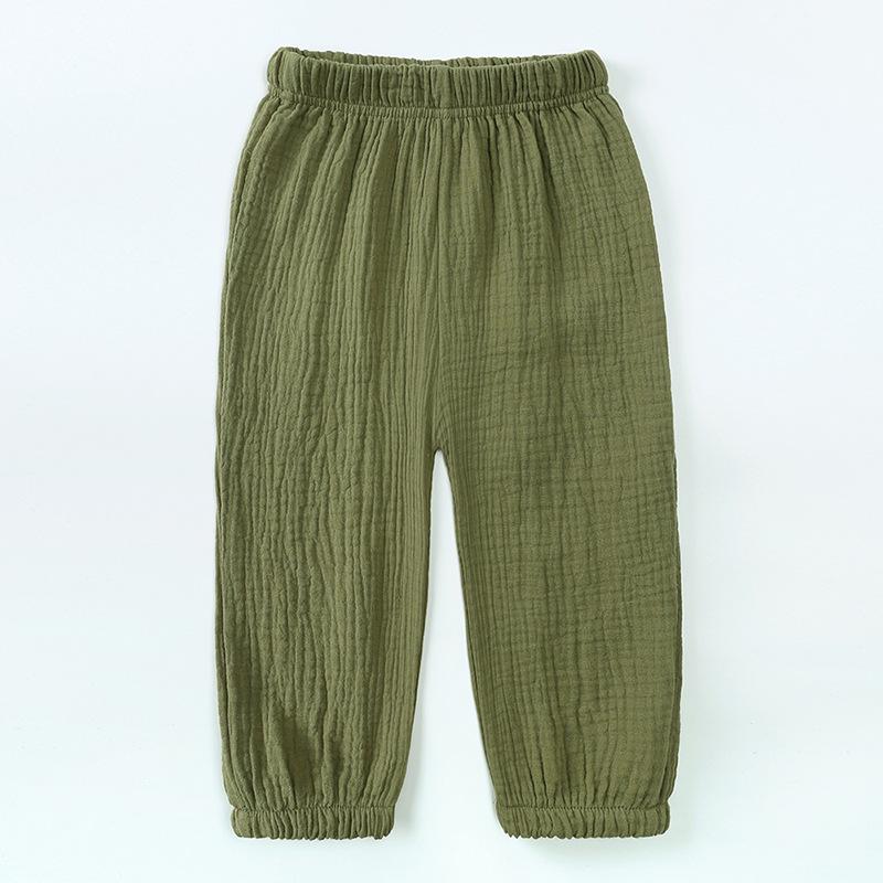 Kids Summer Korean-Style Double-Layer Cotton Gauze Mosquito-Repellent Retro Pants 90 cm зелёный